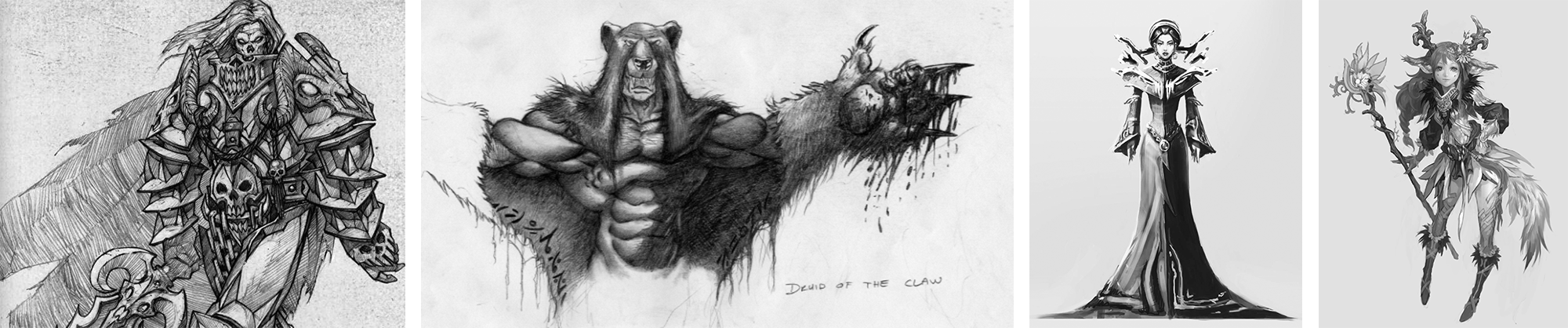 Original Concept Art for Games that made us dream. Copyright Blizzard, Blizzard, Riot Games, Joymax in that order.