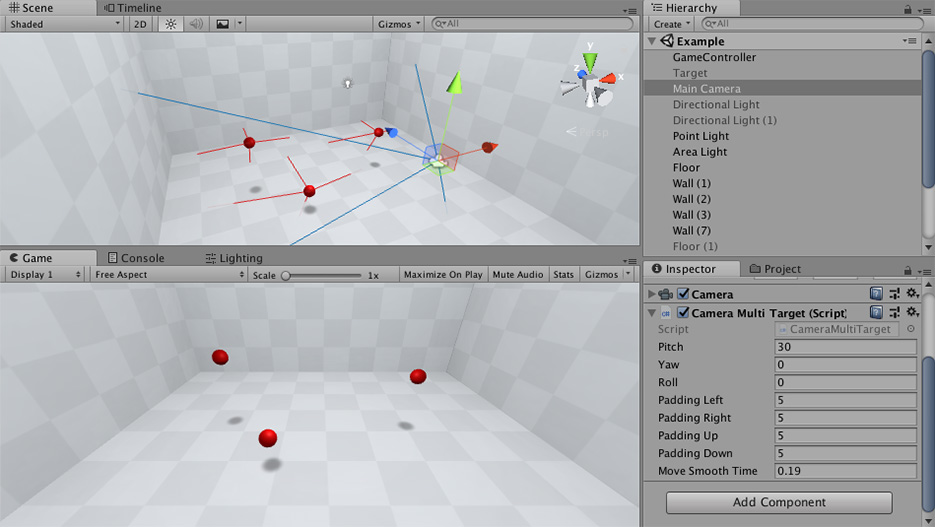 Camera Multi Target Example Scene Screenshot