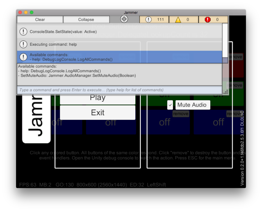 Jammer Debug Console